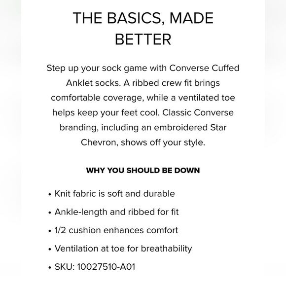 Converse 3-PK Cuffed Star Chevron Anklet Socks - Picture 2 of 4